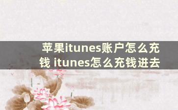 苹果itunes账户怎么充钱 itunes怎么充钱进去